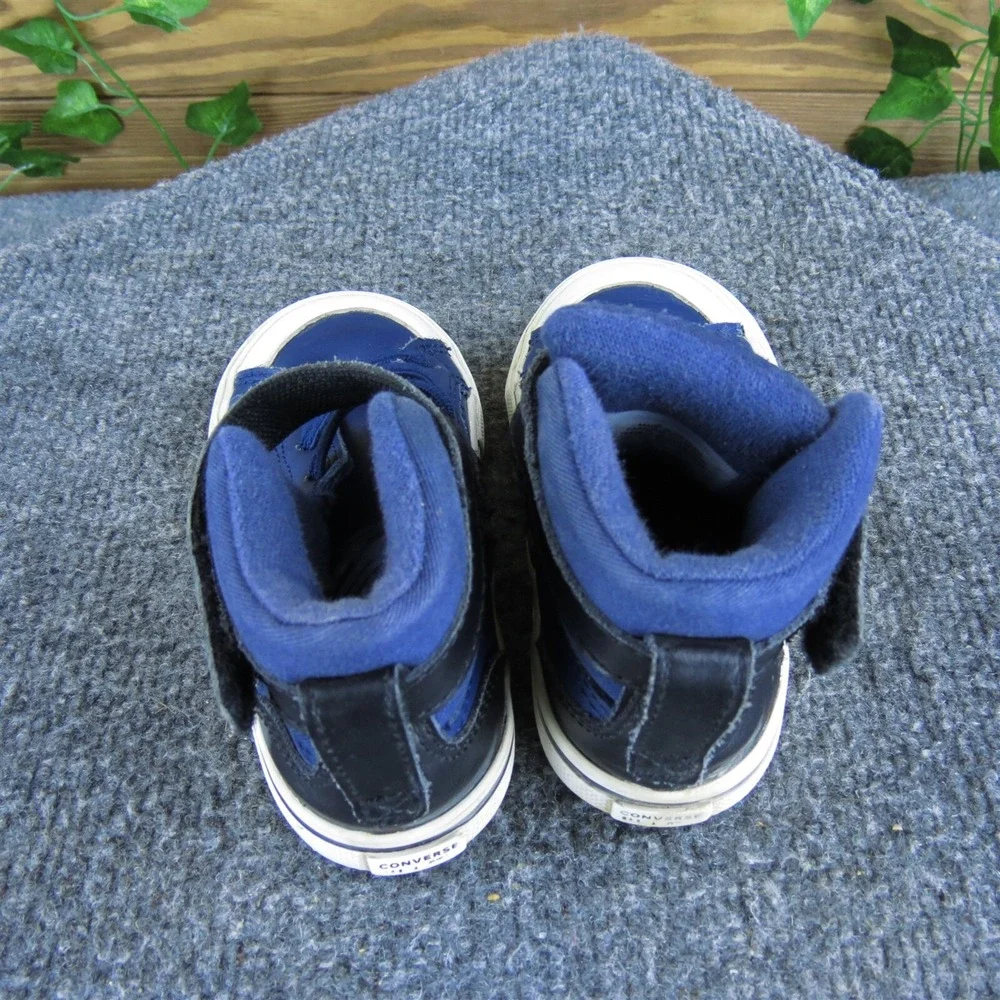 Converse Boys Sneaker Mid Sz T 7 Medium‎ Blue Leather Hook & Loop